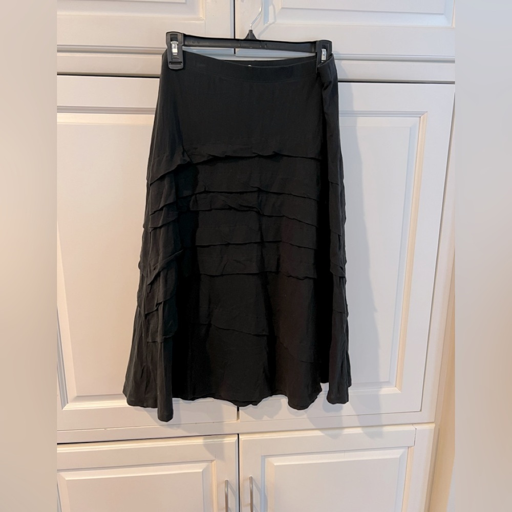 Black tiered cotton skirt